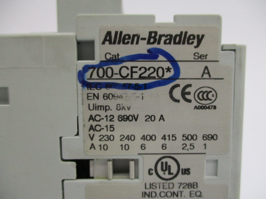 ALLEN BRADLEY 700-CF220D SER. A 110/120V (AS PICTURED1) NSNP