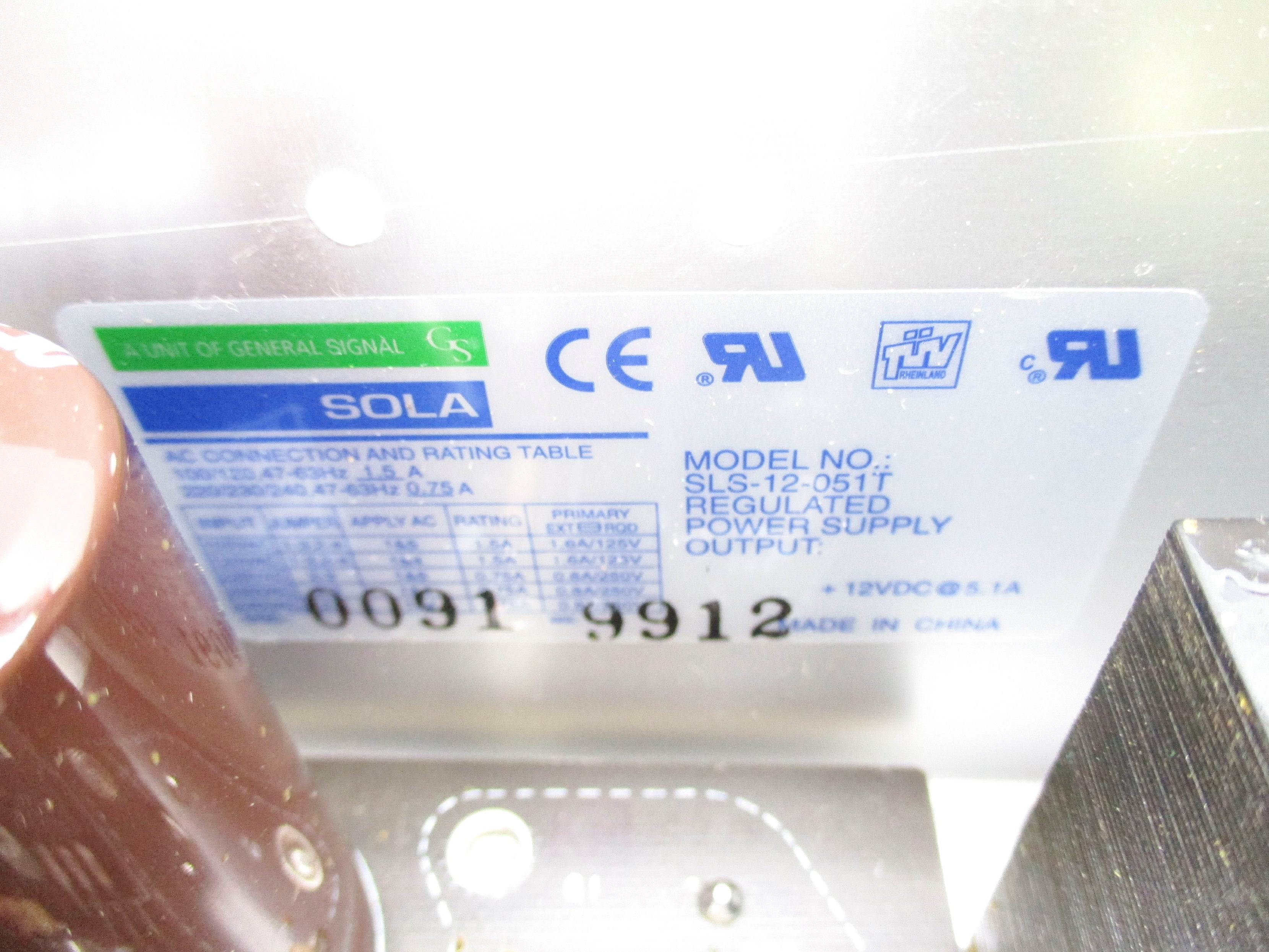 SOLA SLS-12-051T 240VAC 0.75A NSNP