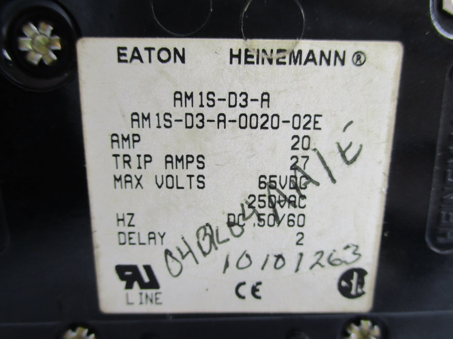 HEINEMANN AM1S-D3-A-0020-02E 20A 65VDC/250VAC NSNP