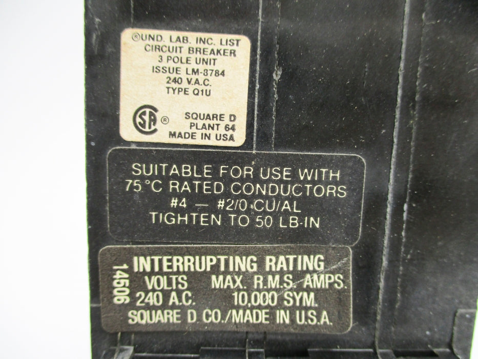 SQUARE D  Q1U3100 100A 240VAC UNMP