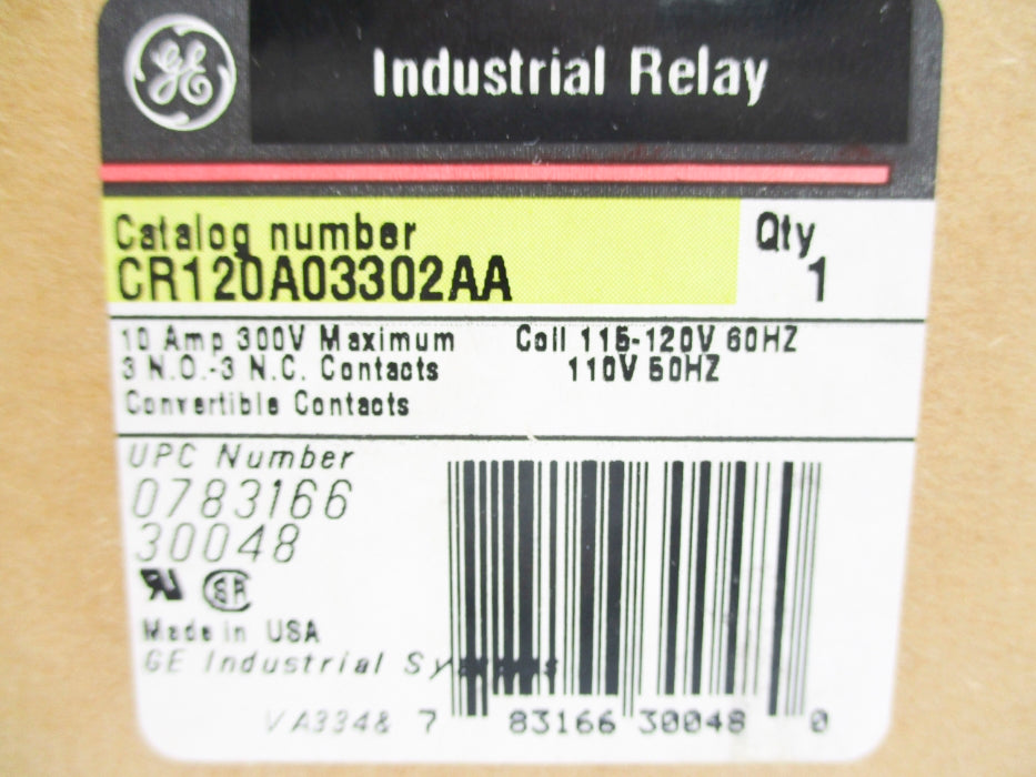 GENERAL ELECTRIC CR120A03302AA SER. A 110/115-120V 10A NSMP