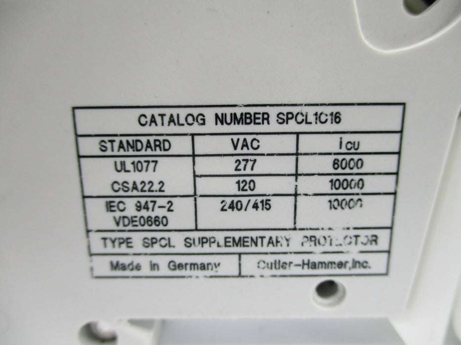 CUTLER HAMMER SPCL1C16 277VAC 16A (AS PICTURED) NSNP