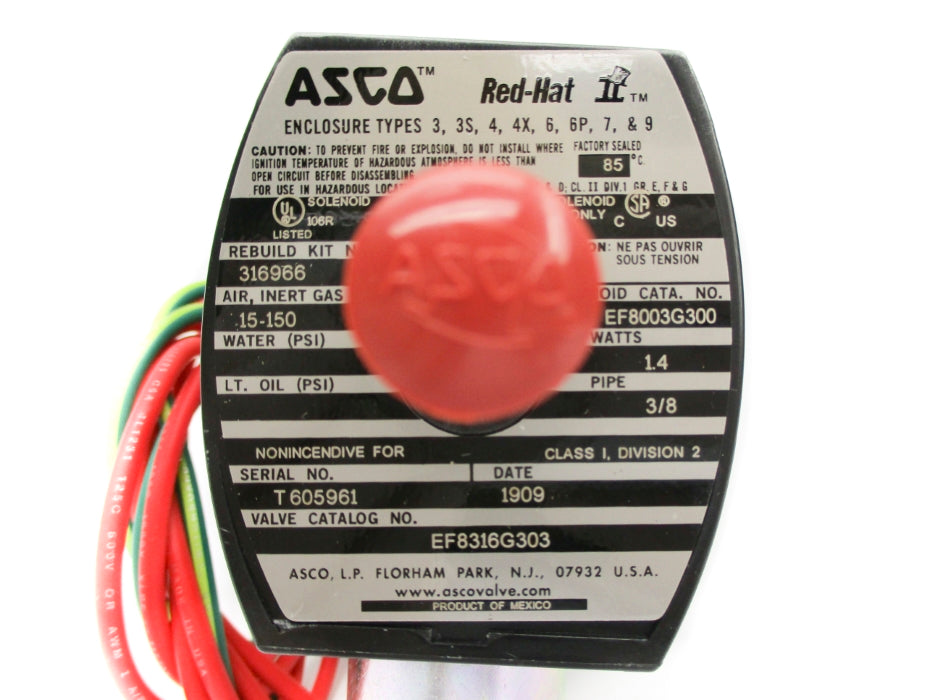 ASCO EF8316G303 15-150PSI 24VDC NSMP
