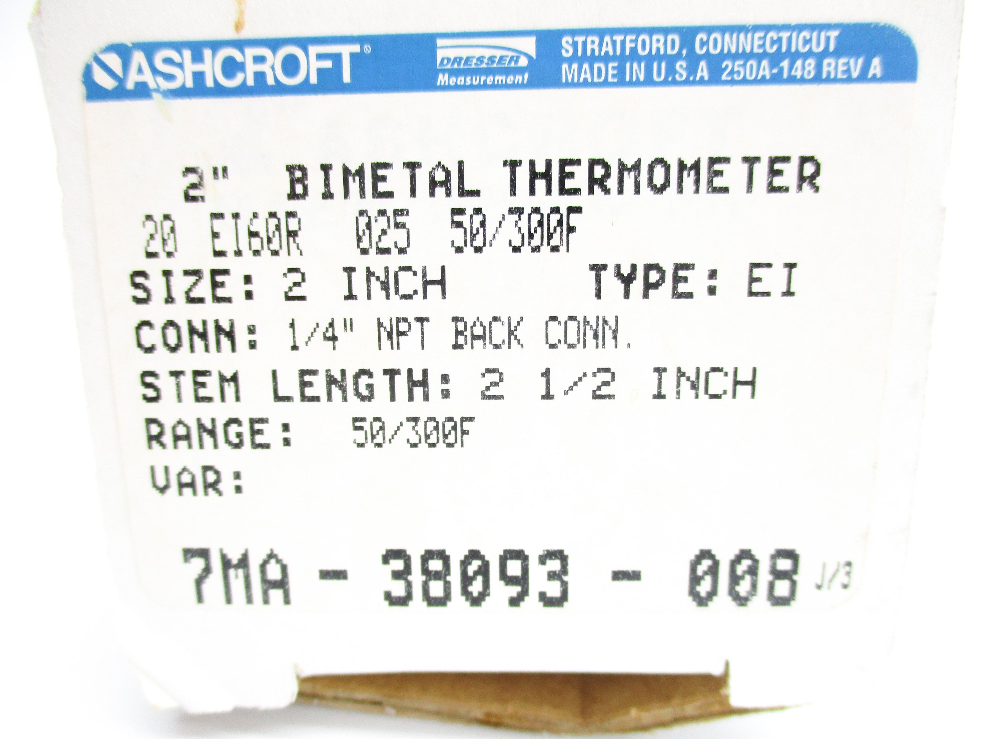 ASHCROFT 20EI60R02550/300F NSMP