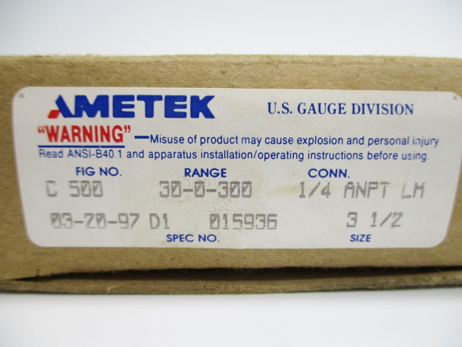 AMETEK 015936 C500 30-0-300PSI NSMP