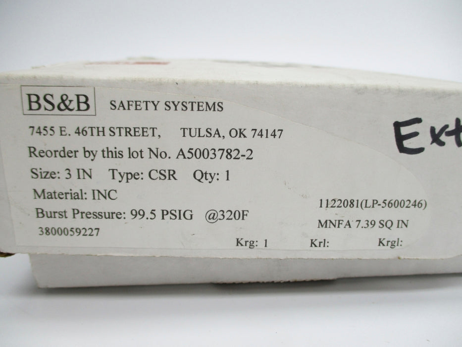 BS&B SAFETY SYSTEMS A5003782-2 99.5PSIG 320F NSMP
