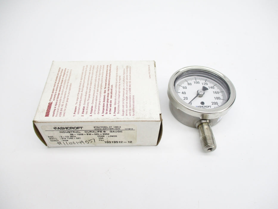 ASHCROFT 25-1009-SW-02L-200# 200PSI NSMP