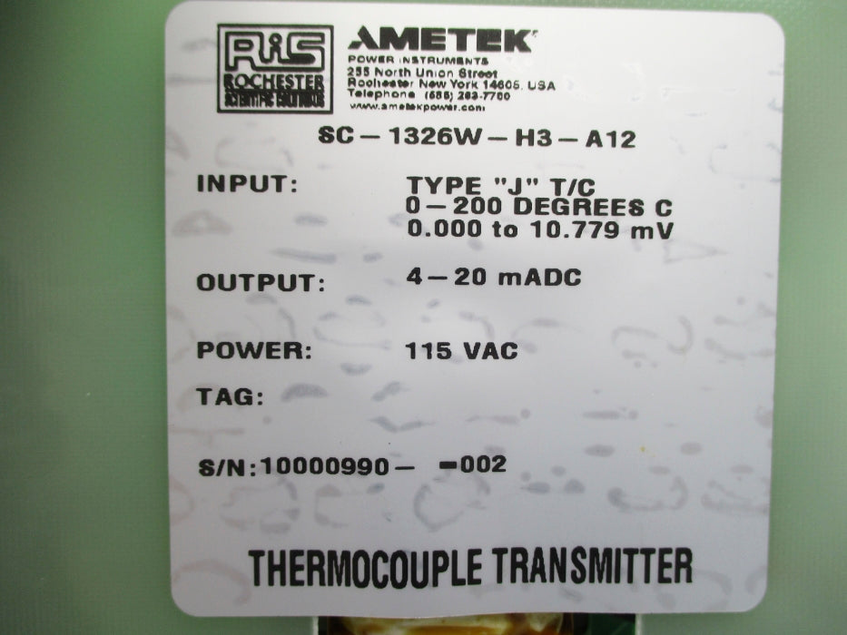 AMETEK SC-1326W-H3-A12 NSNP