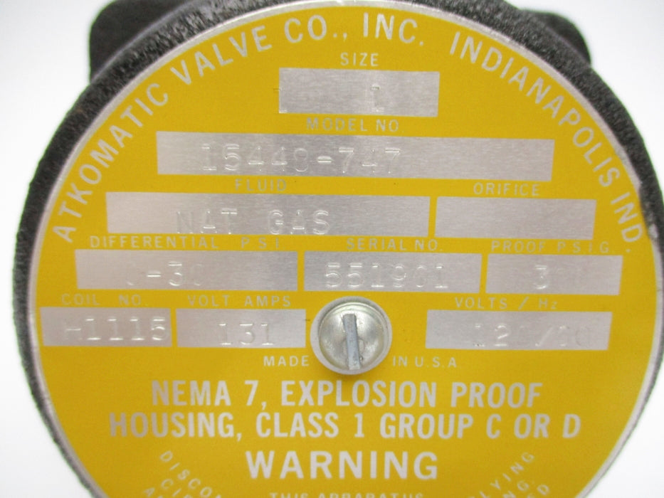 ATKOMATIC VALVE 15443-747 300PSI 120V NSNP