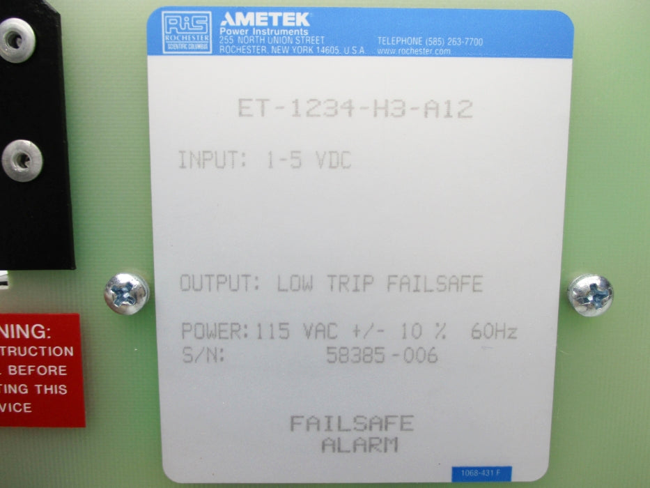 AMETEK ET-1234-H3-A12 NSNP