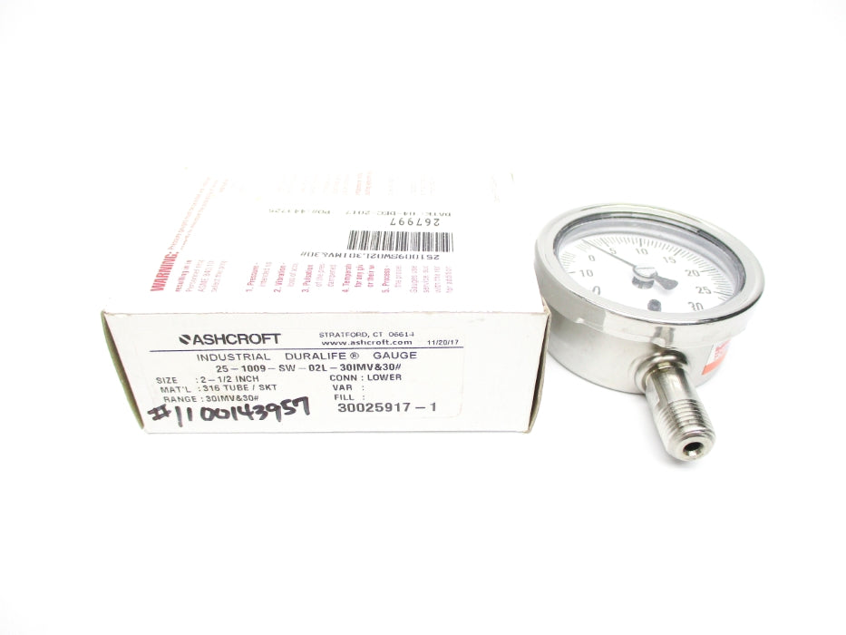 ASHCROFT 25-1009-SW-02L-30IMV&30# 30PSI NSMP