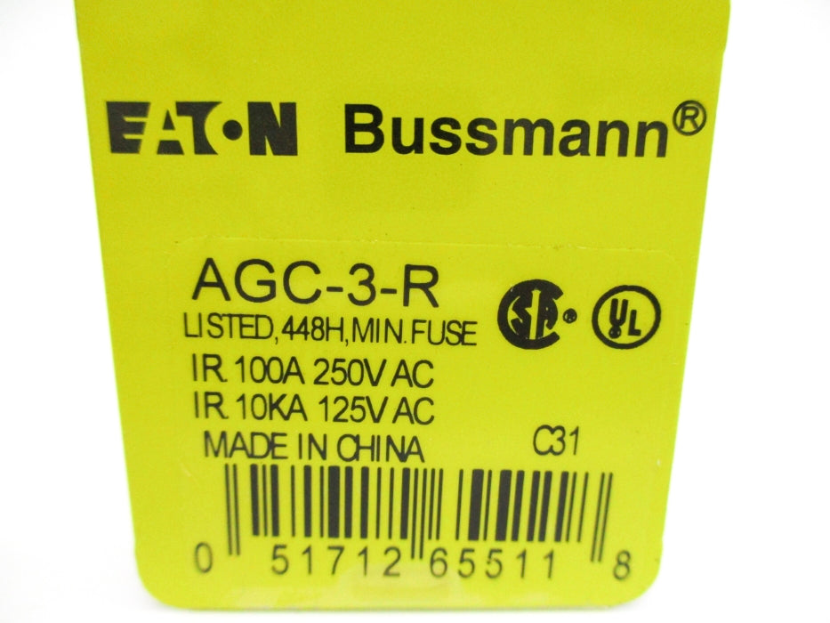 BUSSMANN AGC-3-R 125/250VAC 100A (PKG OF 5) NSMP