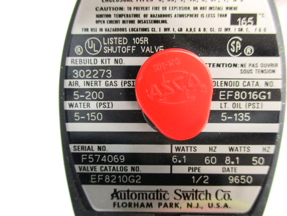 ASCO EF8210G2 5-150/200PSI 110/120V UNMP