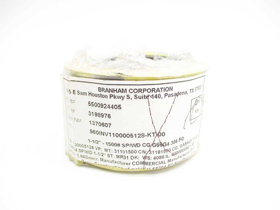 BRANHAM CORPORATION 960INV1100005128-KT-00 SW304G-112.900 (PKG OF 11) NSMP