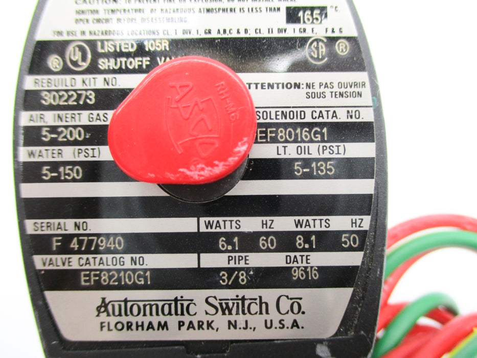 ASCO EF8210G1 5-135/200PSI 120/60 110/50 NSNP