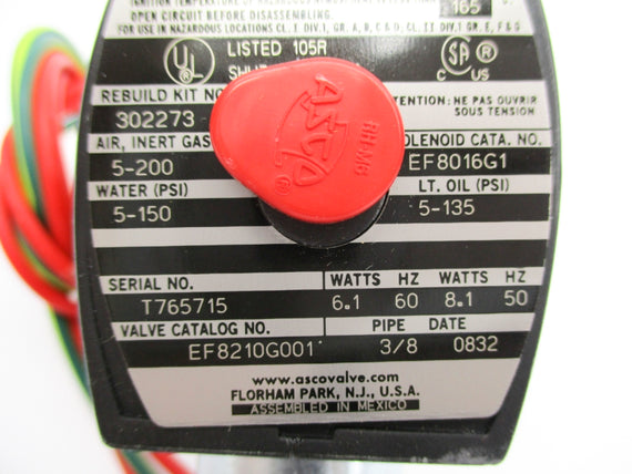 ASCO EF8210G001 5-135/200PSI 120/60 110/50 NSNP