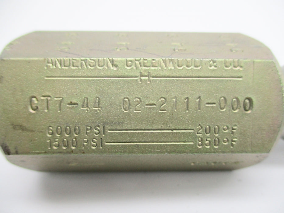 ANDERSON GREENWOOD CT7-44-02-2111-000 1500/6000PSI 200/850F UNMP