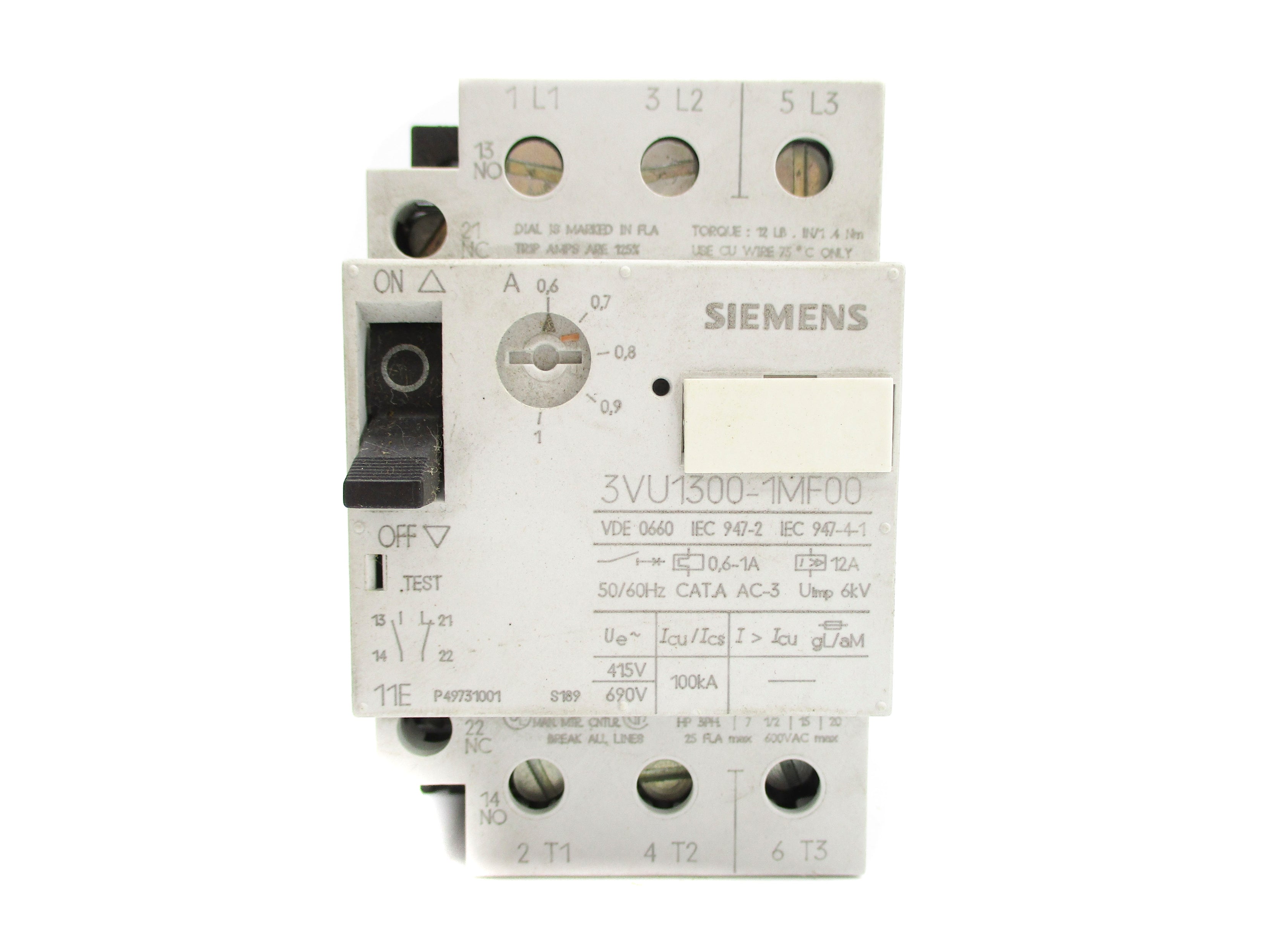 SIEMENS 3VU1300-1MF00 600V 0.6-1A NSNP