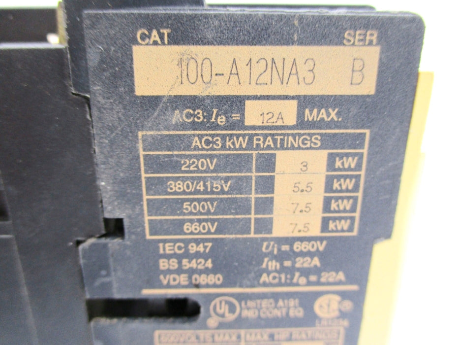 ALLEN BRADLEY 100-A12NA3 SER. B 220/240V UNMP