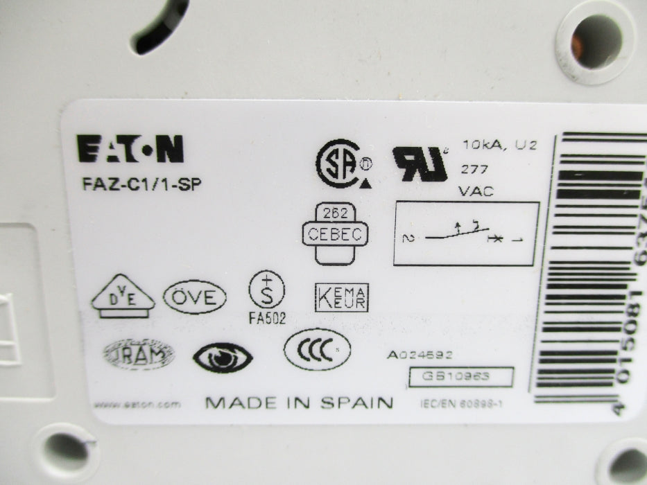 EATON FAZ-C1/1-SP 1A 230/400V 240/415V NSNP