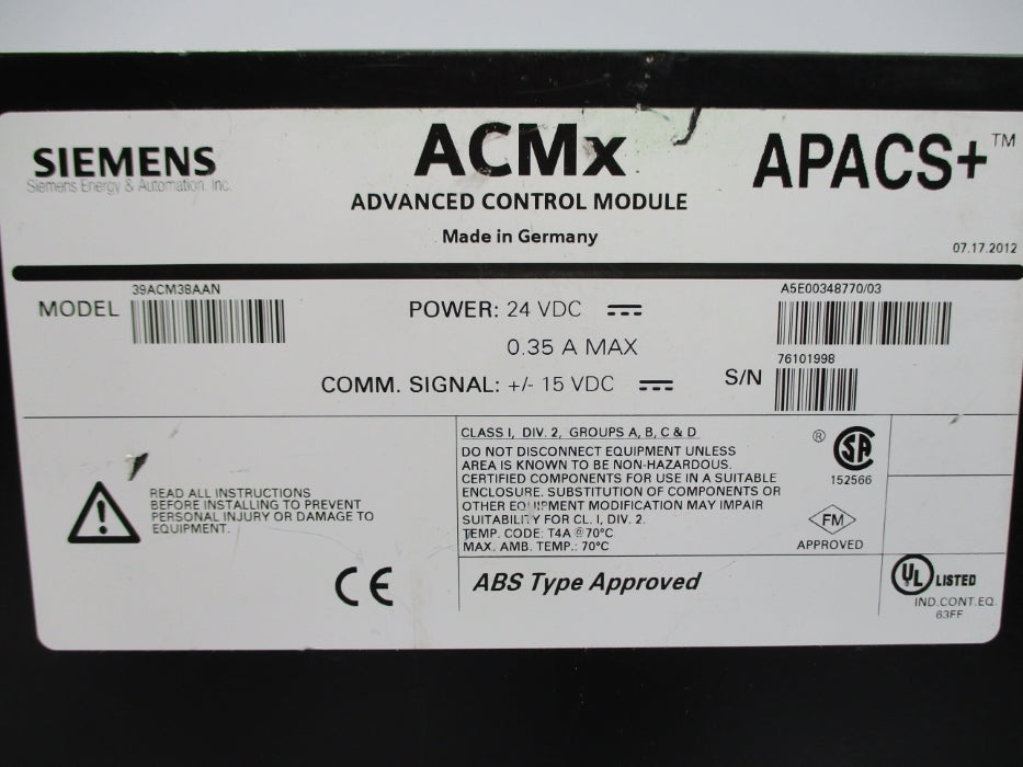 SIEMENS 39ACM38AAN (AS PICTURED) NUPI