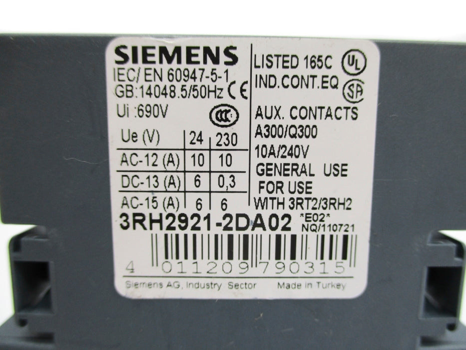 SIEMENS 3RH2921-2DA02 NUPI