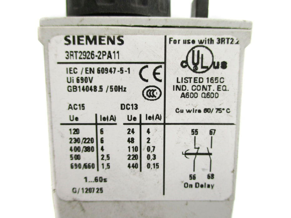 SIEMENS 3RT2926-2PA11 1-60S NUPI