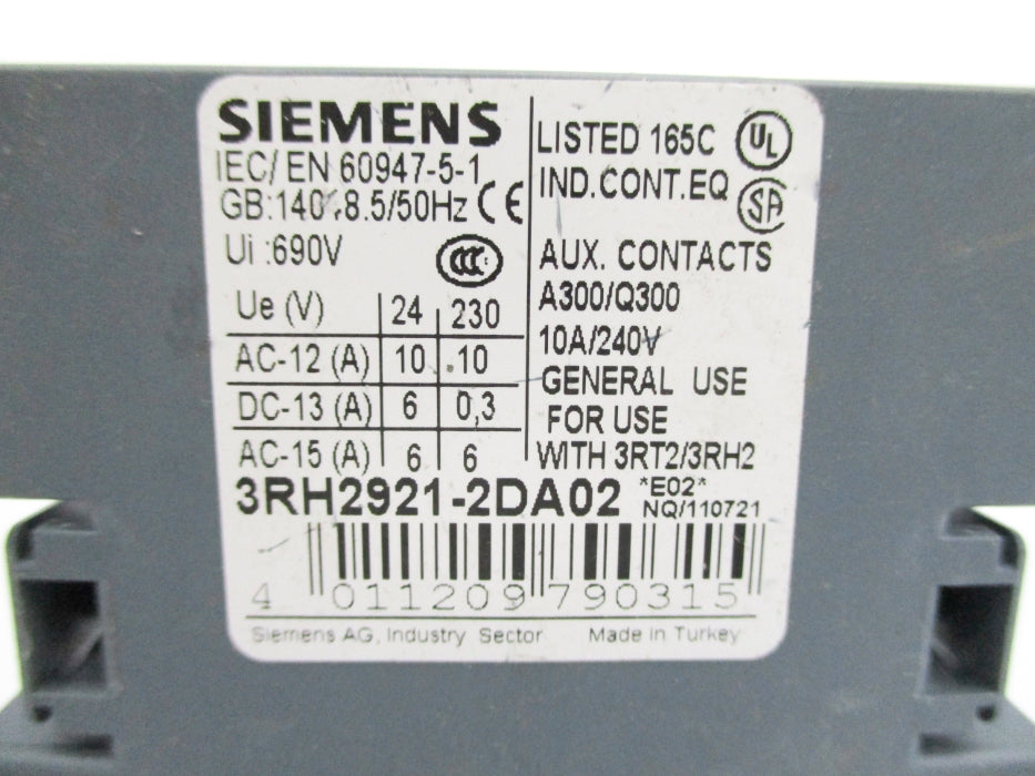 SIEMENS 3RH2921-2DA02 NUPI