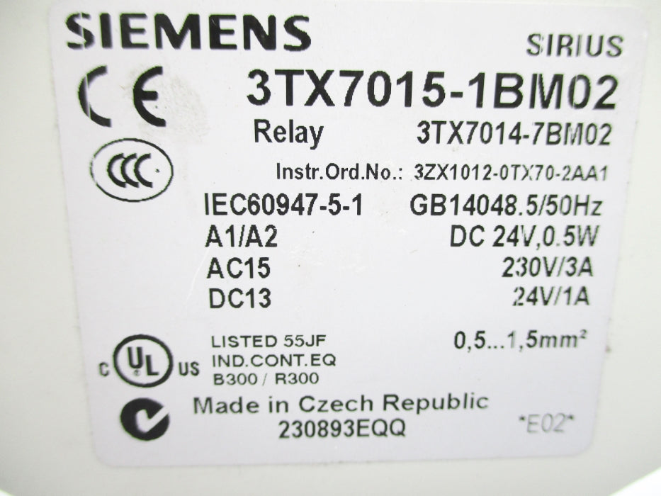 SIEMENS 3TX7015-1BM02 24VDC 3A NUPI