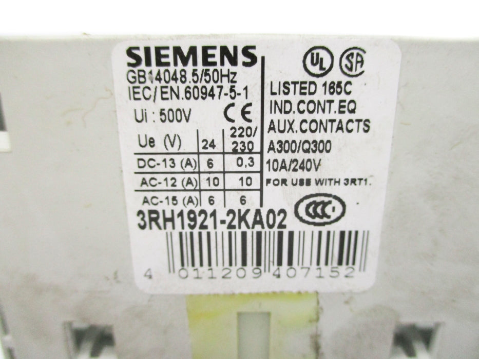 SIEMENS 3RH1921-2KA02 NUPI