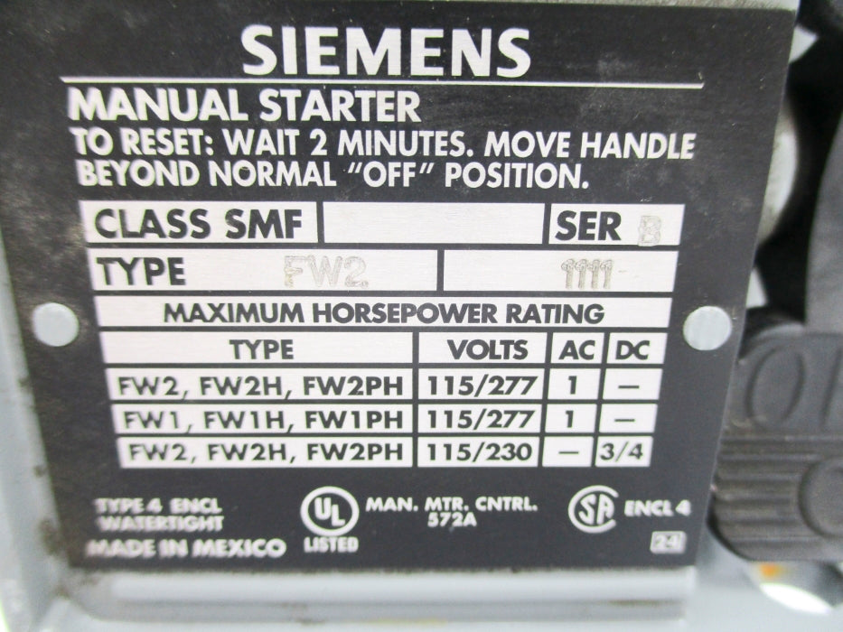SIEMENS SMFFW2 SER. B NSNP