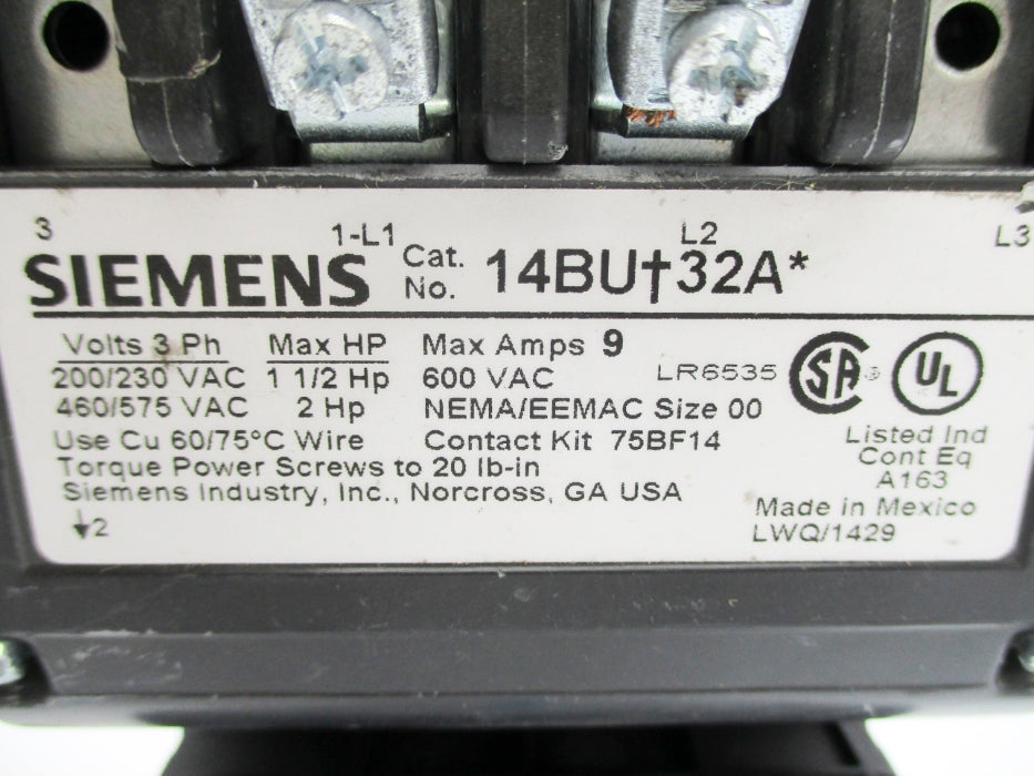 SIEMENS 14BUT32A 48ATA3S00 380/440-480V 9A NUPI