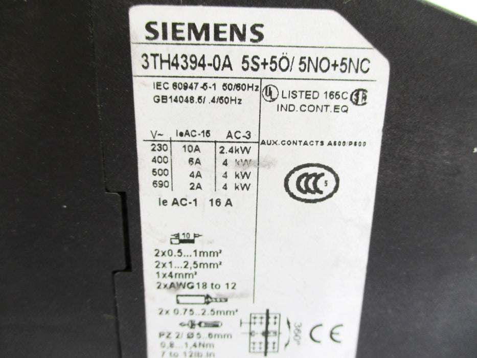 SIEMENS 3TH4394-0AK6 110/120V NUPI