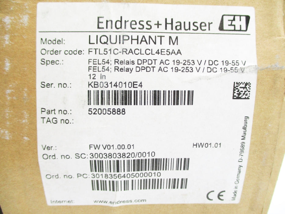 ENDRESS+HAUSER 52005888 FTL51C-RACLCL4E5AA NSMP