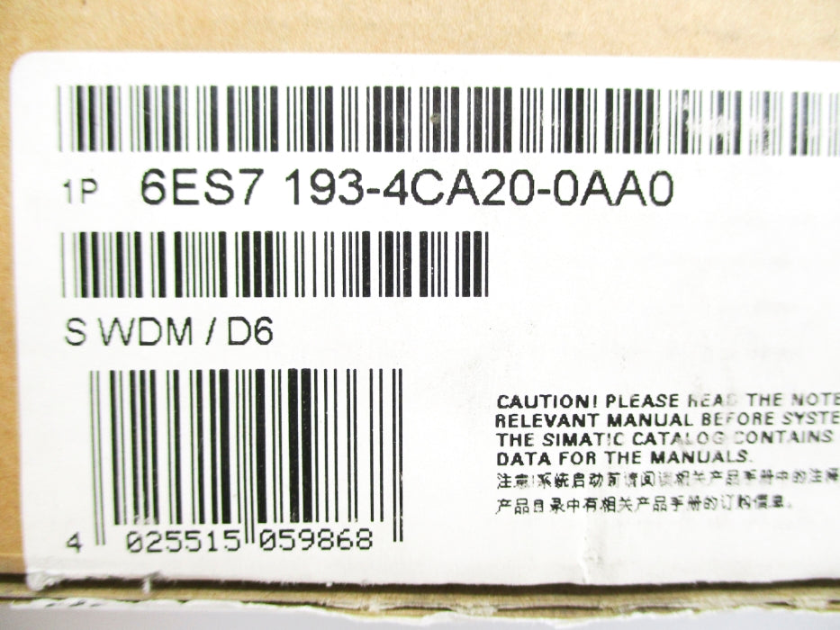 SIEMENS 6ES7193-4CA20-0AA0 (PKG OF 5) NSMP