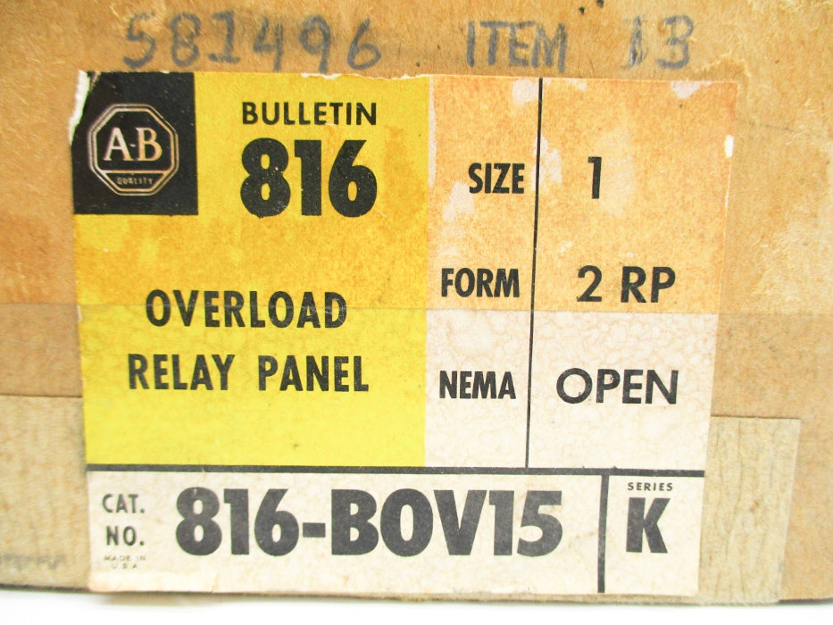 INDUSTRIAL SPARE PART 816-BOV15 SER. K (BR/YL) NSMP