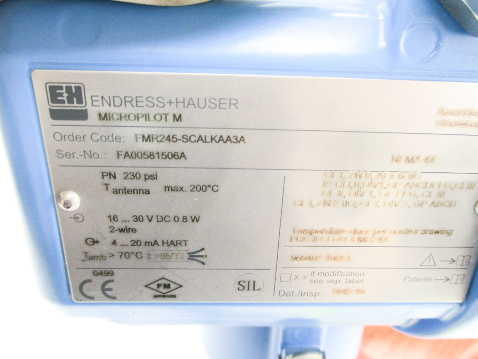 ENDRESS+HAUSER FMR245-SCALKAA3A 230PSI NSNP