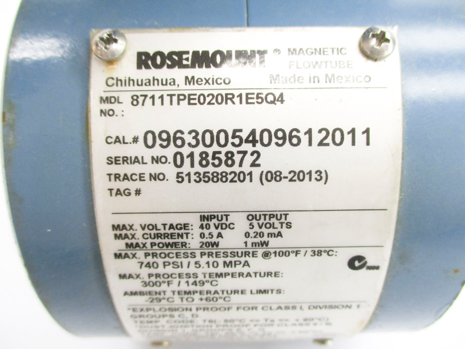 ROSEMOUNT 8711TPE020R1E5Q4 0963005409612011 740PSI UNMP
