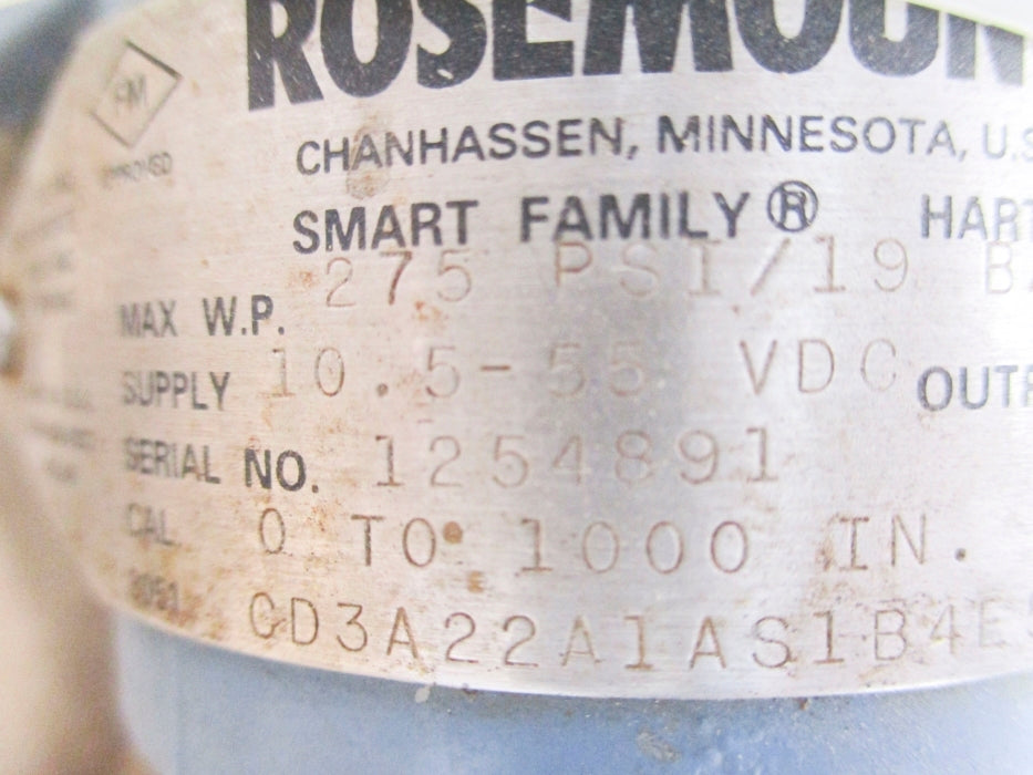 ROSEMOUNT 3051CD3A22A1AS1B4E5M5 275PSI (AS PICTURED) NSNP