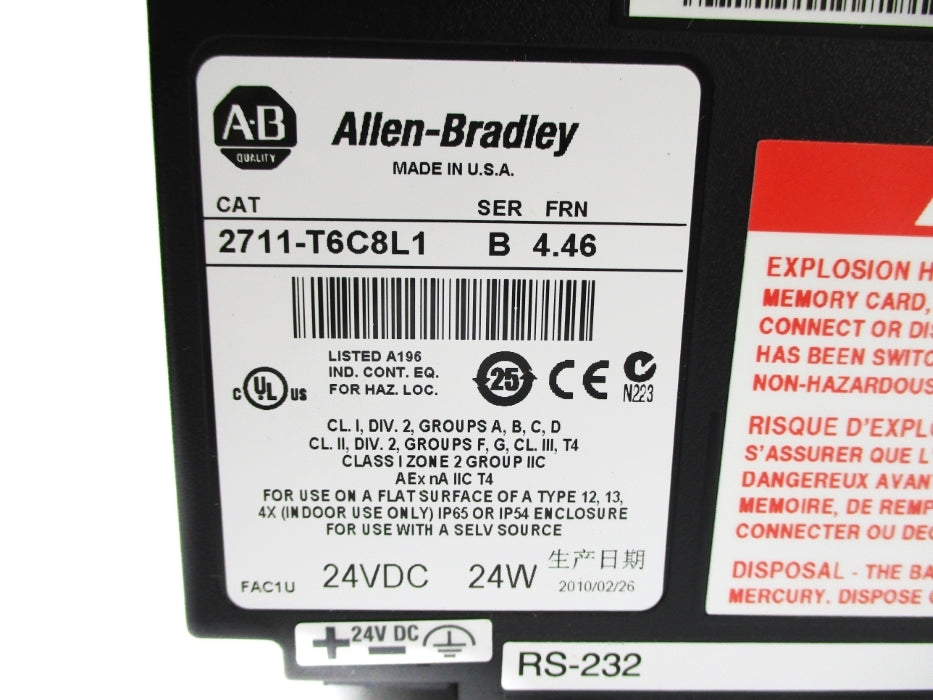 ALLEN BRADLEY 2711-T6C8L1 SER. B F/W 4.46 NSNP