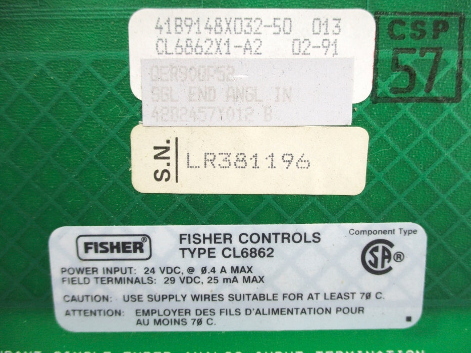FISHER CONTROLS CL6862X1-A2 41B9148X032-50 NSNP