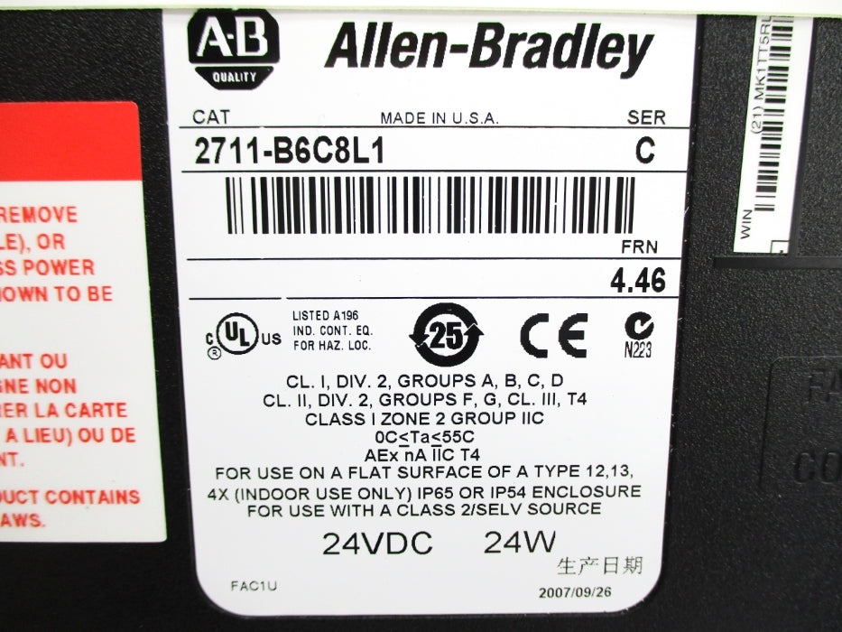 INDUSTRIAL SPARE PART 2711-B6C8L1 SER. C F/W 4.46 NSNP