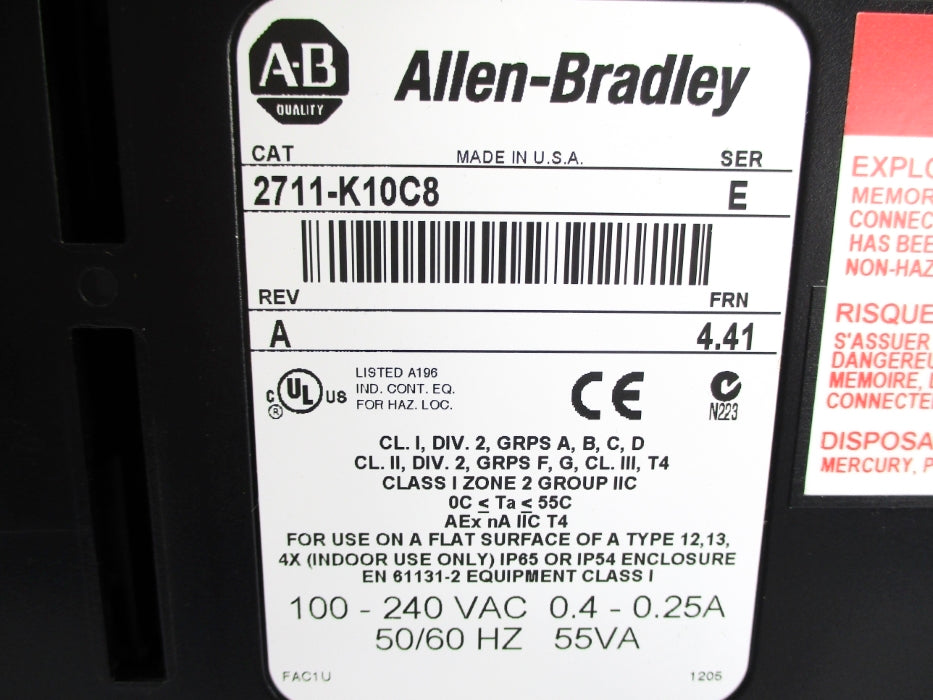 ALLEN BRADLEY 2711-K10C8 SER. E F/W 4.41 NSNP