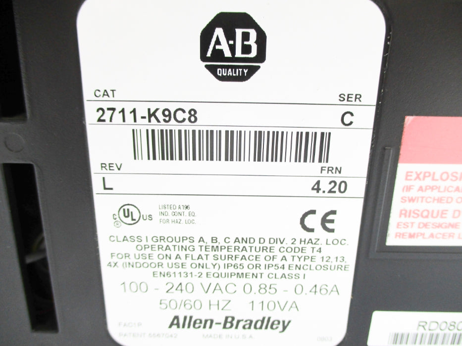 ALLEN BRADLEY 2711-K9C8 SER. C F/W 4.20 UNMP