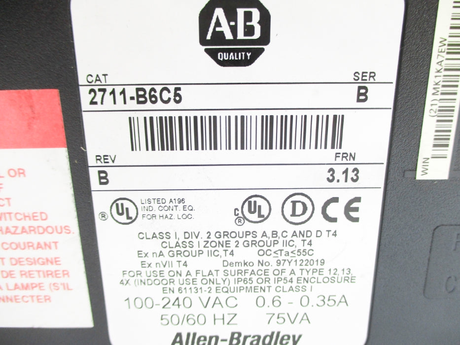 INDUSTRIAL SPARE PART 2711-B6C5 SER. B F/W 3.13 (AS PICTURED) NSNP