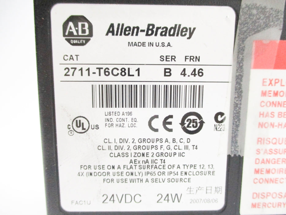 ALLEN BRADLEY 2711-T6C8L1 SER. B F/W 4.46 UNMP