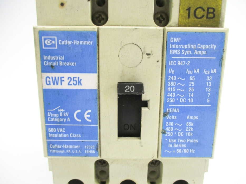 CUTLER HAMMER GWF3020 GWF25K 20A 600VAC UNMP