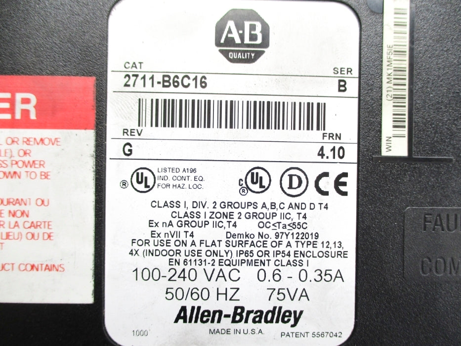 INDUSTRIAL SPARE PART 2711-B6C16 SER. B F/W 4.10 (AS PICTURED) NSNP