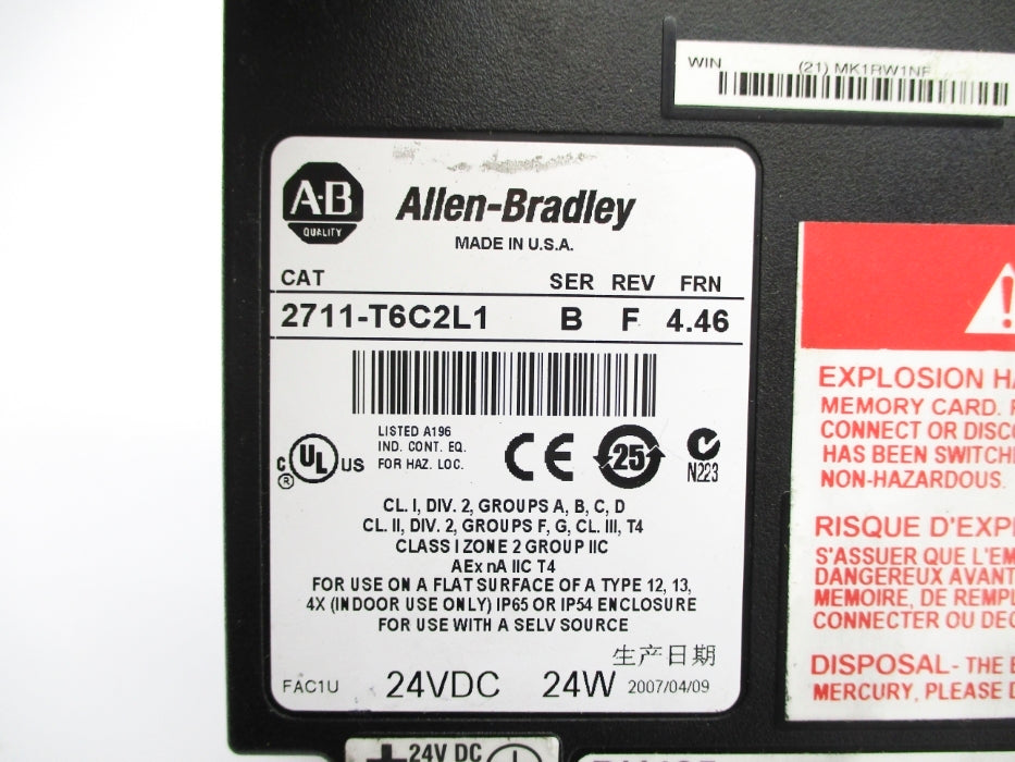 ALLEN BRADLEY 2711-T6C2L1 SER. B F/W 4.46 (AS PICTURED) NSNP