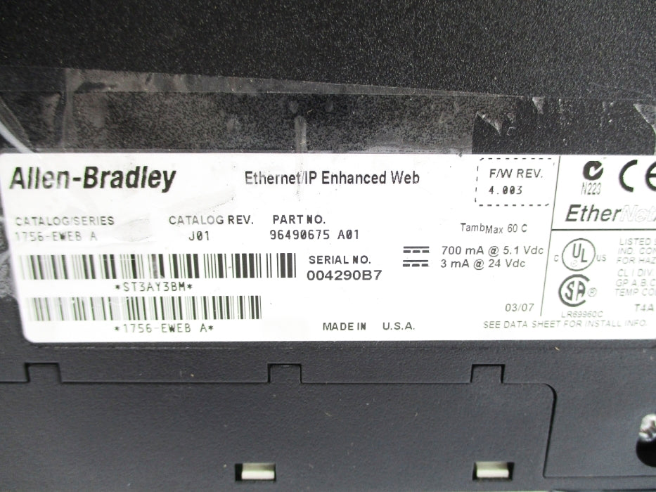 ALLEN BRADLEY 1756-EWEB SER. A F/W 4.003 NSNP
